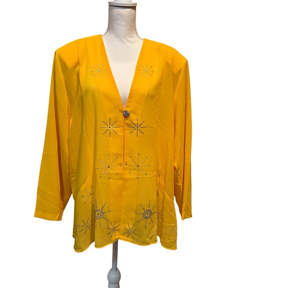 Hosanna Designs ‎ USA Sunshine Yellow Embellished Women's Jacket size 3X vintage